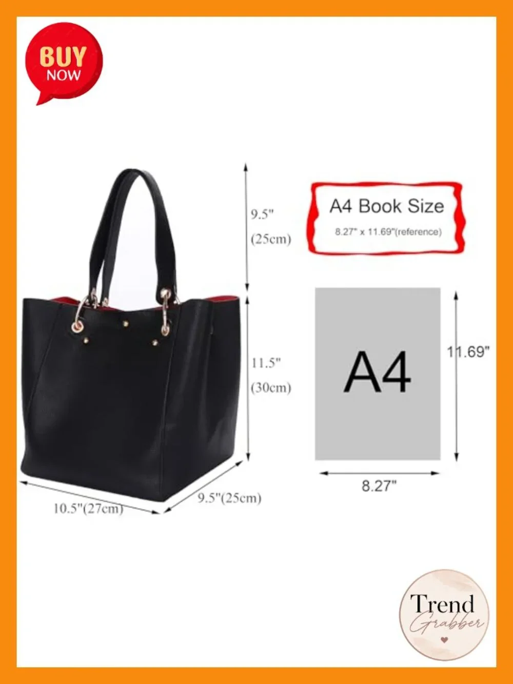 Large Work Tote Bag with Detachable Strap Faux Leather